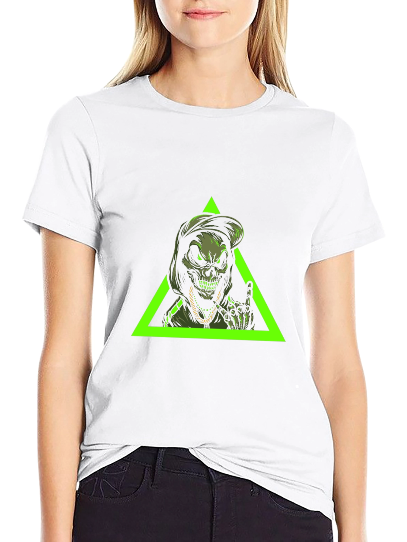 Edgy Skull Graphic Tee - Black