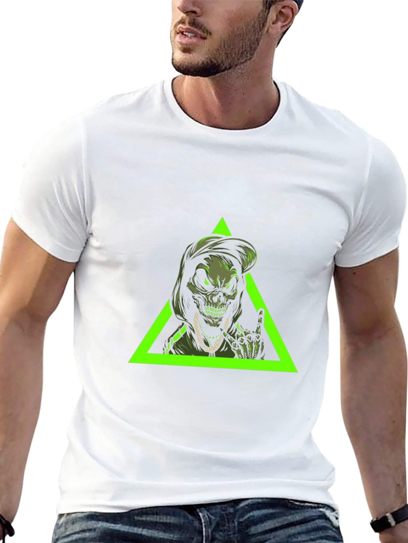 Edgy Skull Graphic Tee - Black