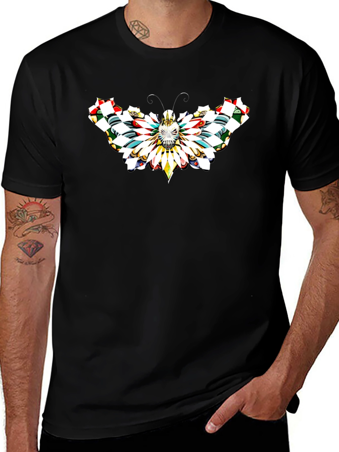 Butterfly Graphic Tee - Black Cotton T-Shirt