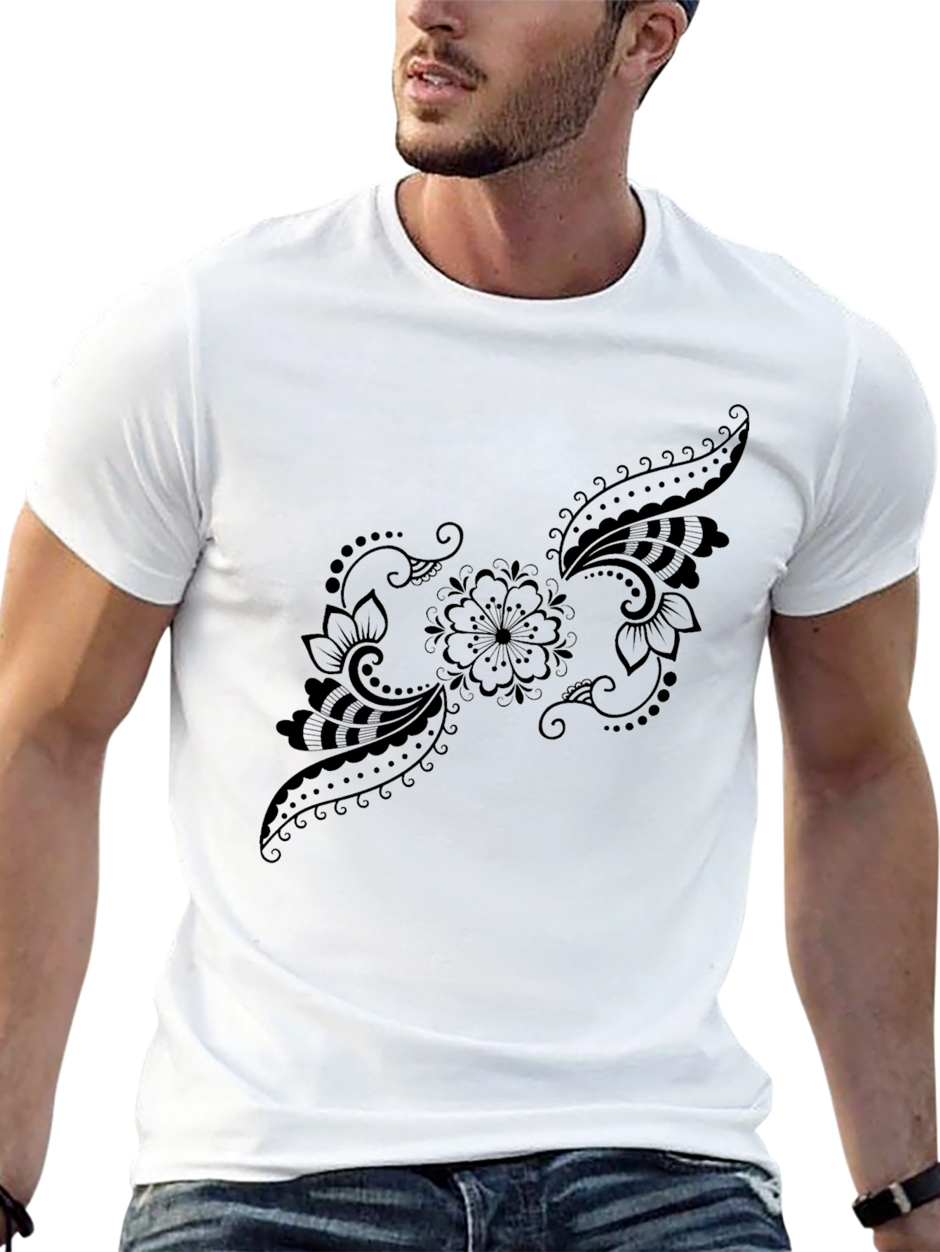 Black Floral Paisley T-Shirt - Stylish Casual Wear