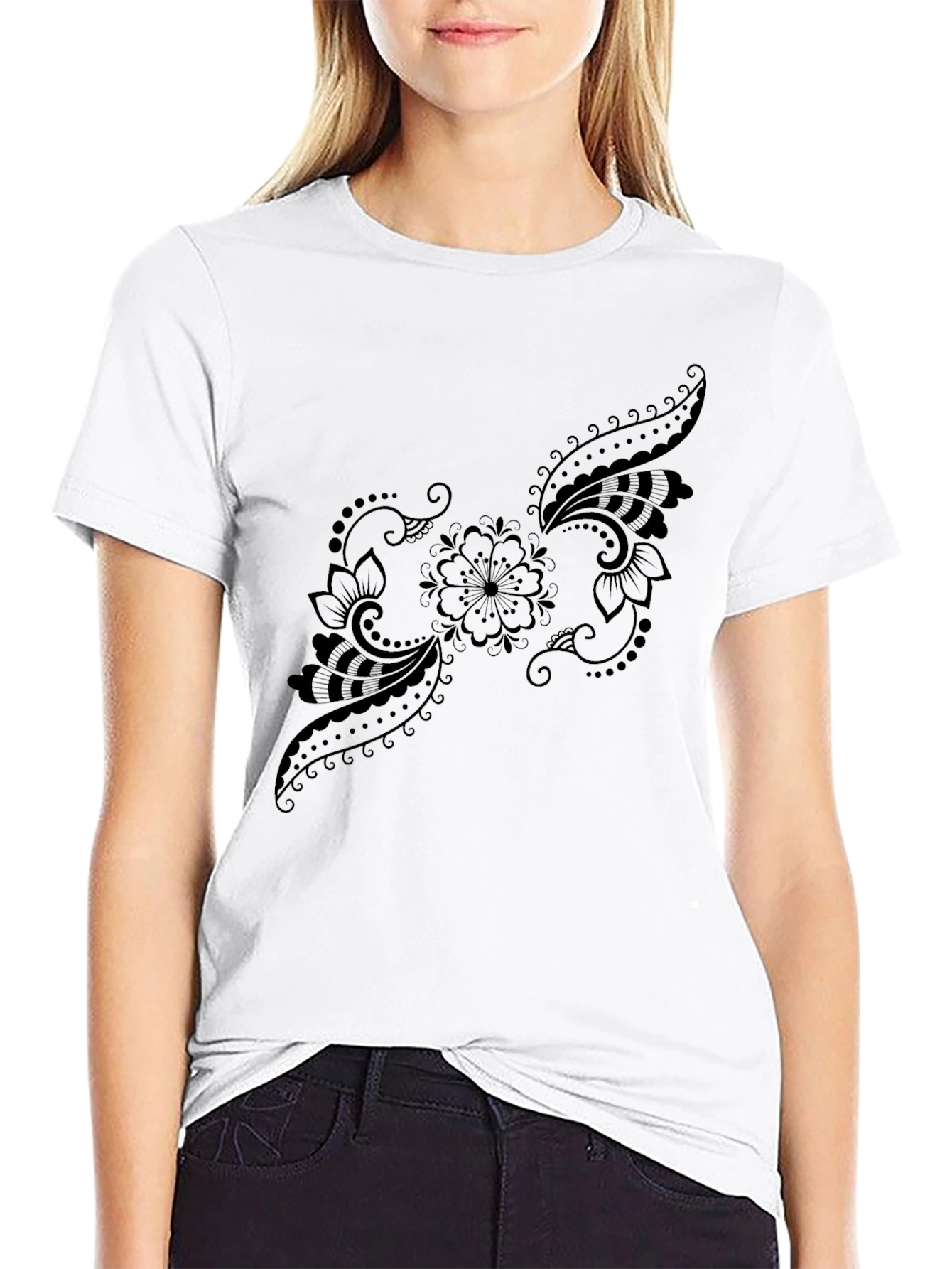 Black Floral Paisley T-Shirt - Stylish Casual Wear