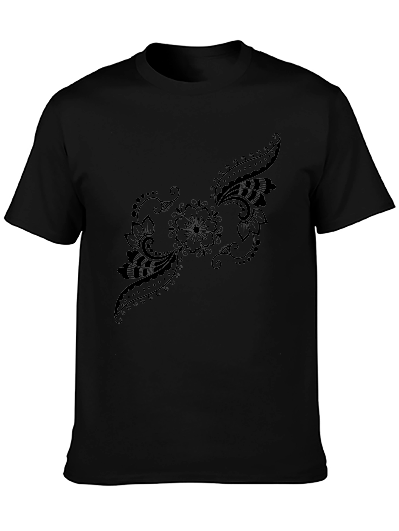 Black Floral Paisley T-Shirt - Stylish Casual Wear