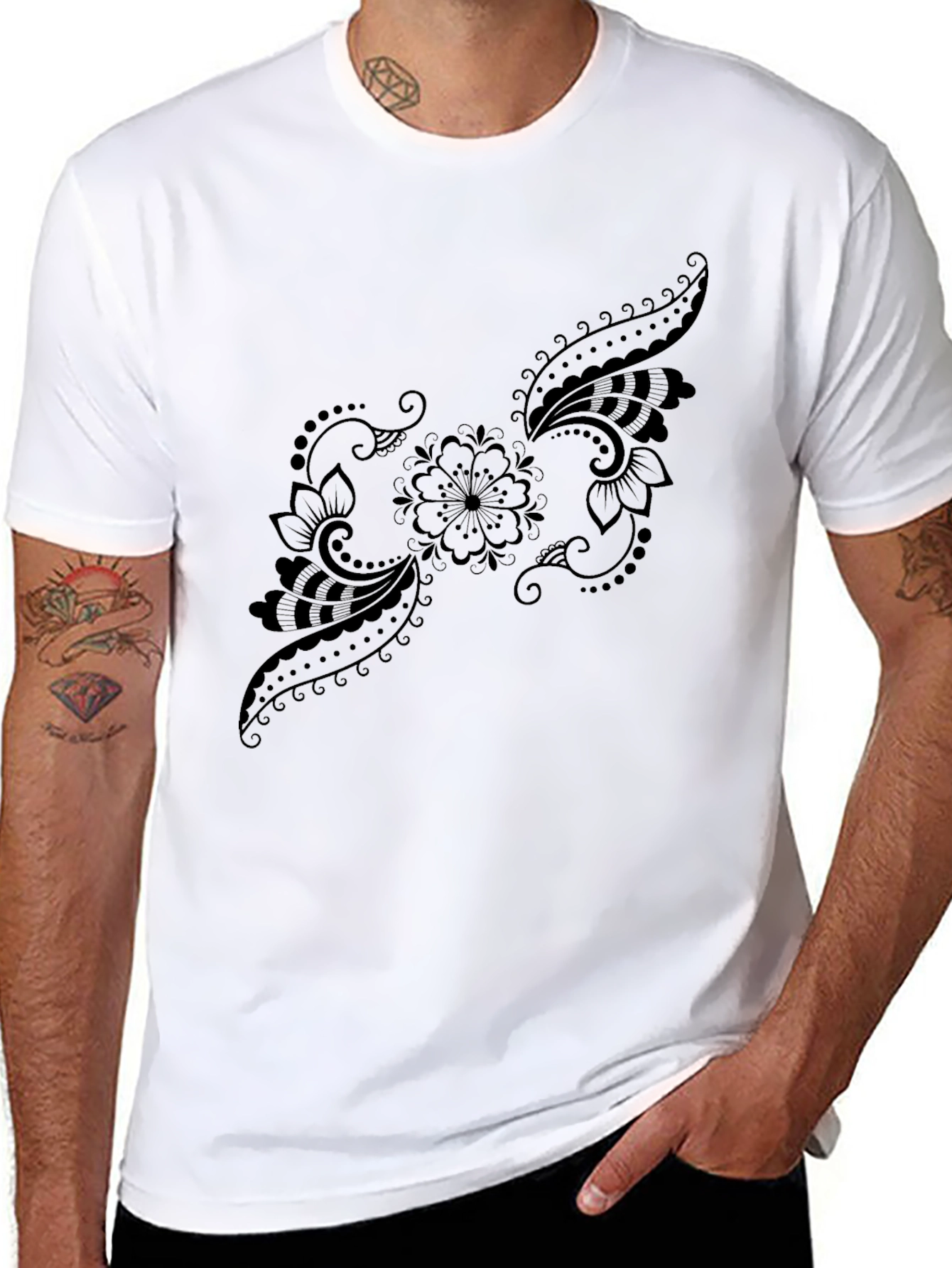 Black Floral Paisley T-Shirt - Stylish Casual Wear
