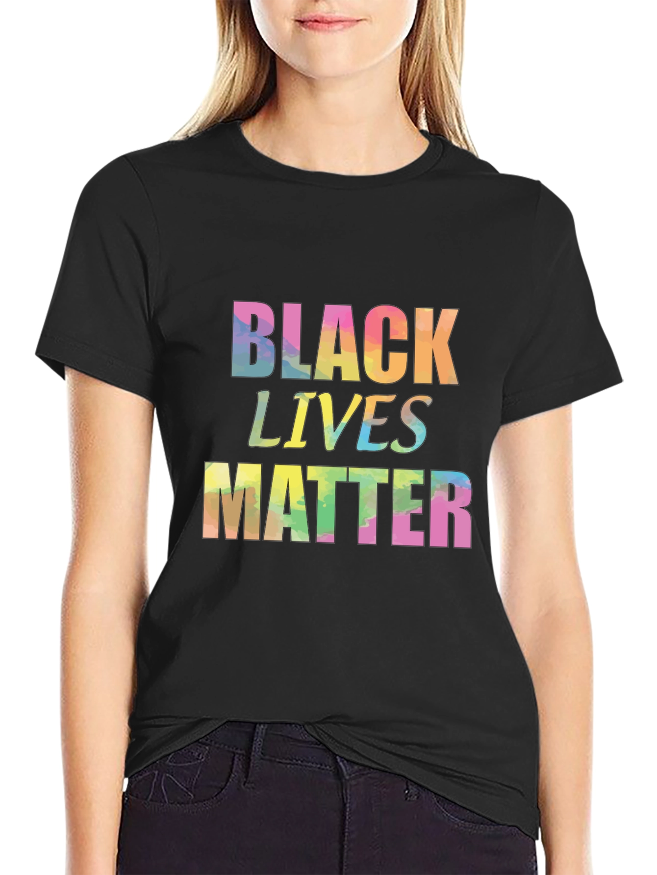 Black Lives Matter Rainbow Tie Dye Graphic Tee