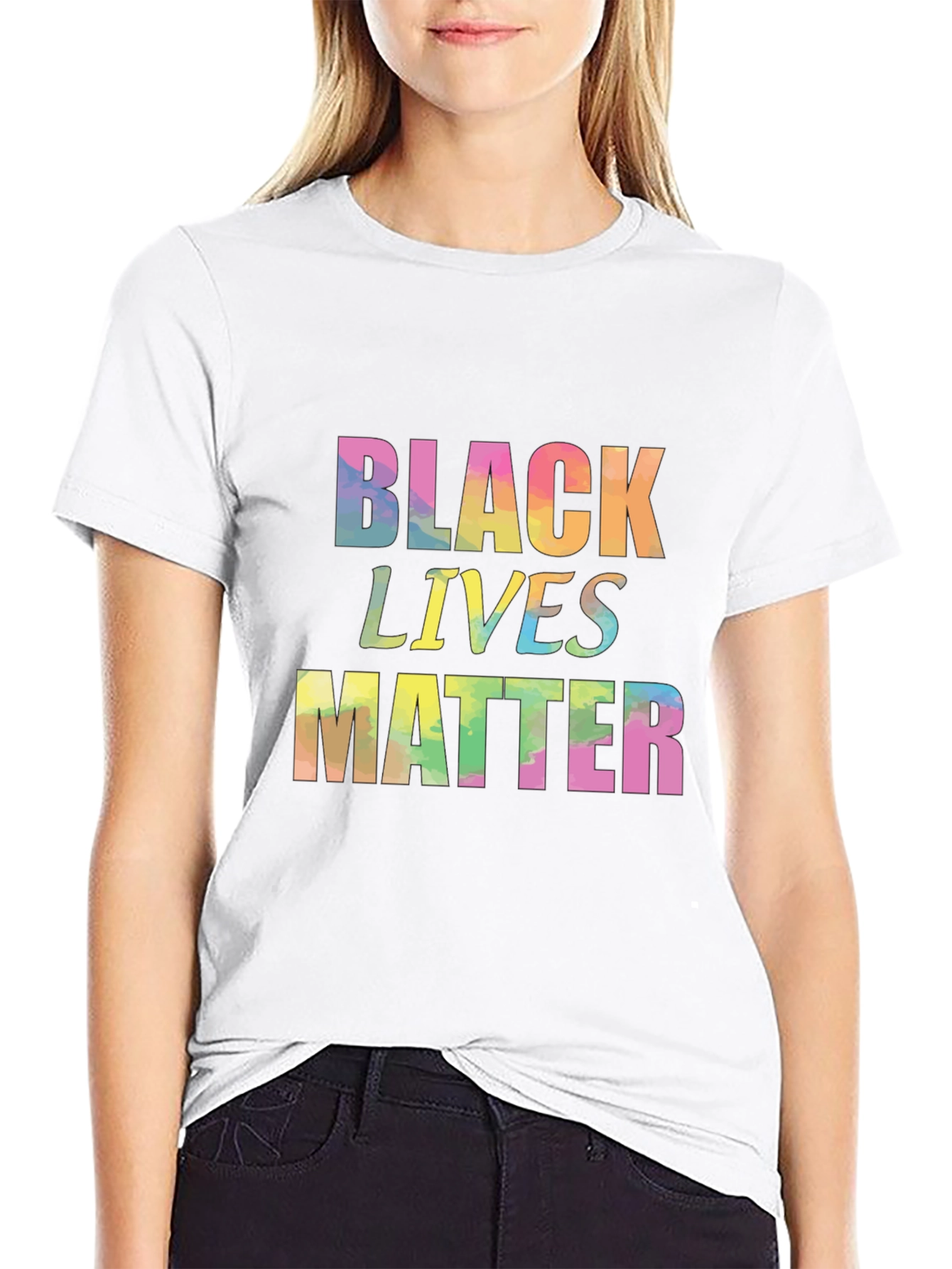 Black Lives Matter Rainbow Tie Dye Graphic Tee