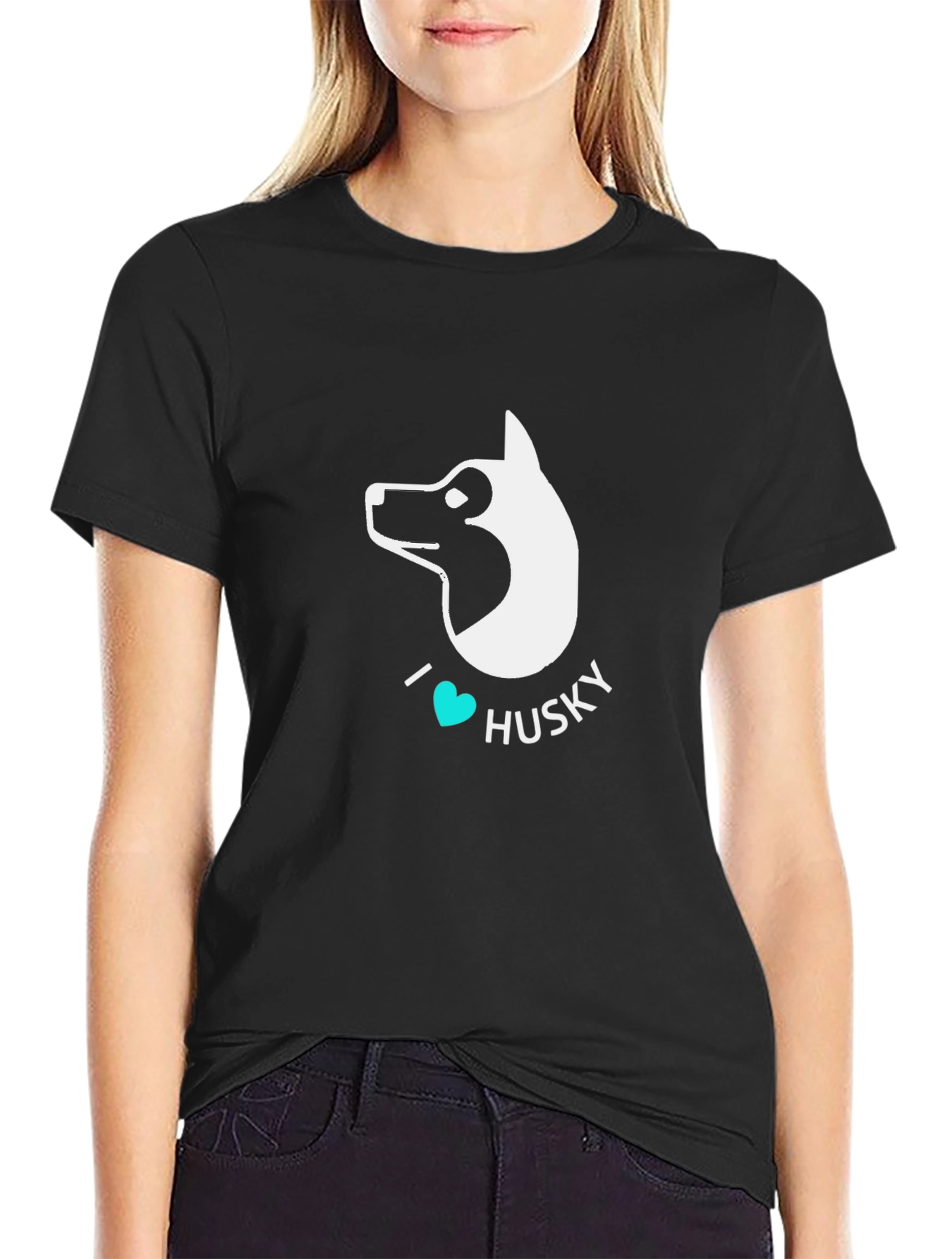 I Heart Husky Black T-Shirt