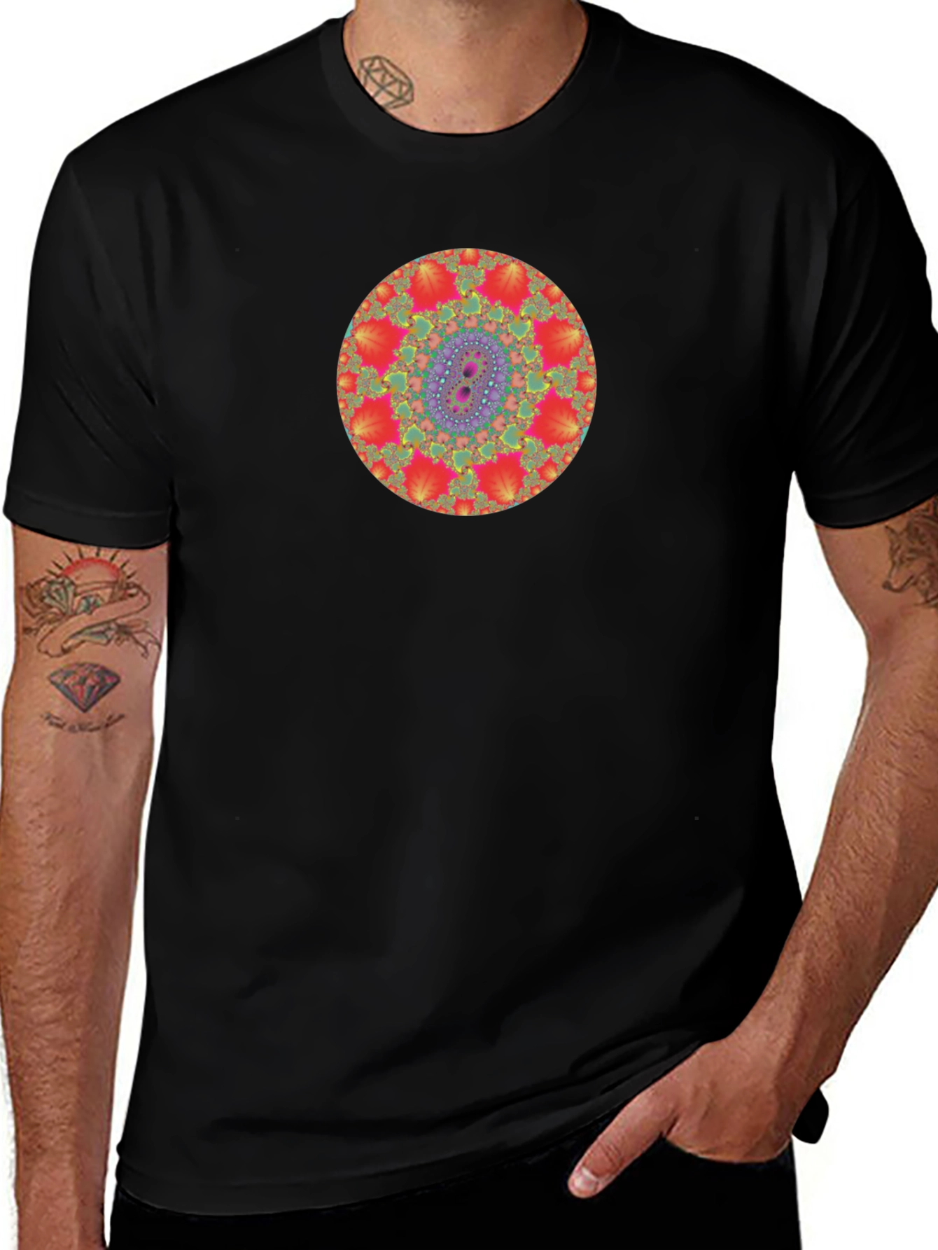 Fractal Mandala Graphic Tee - Unique Design