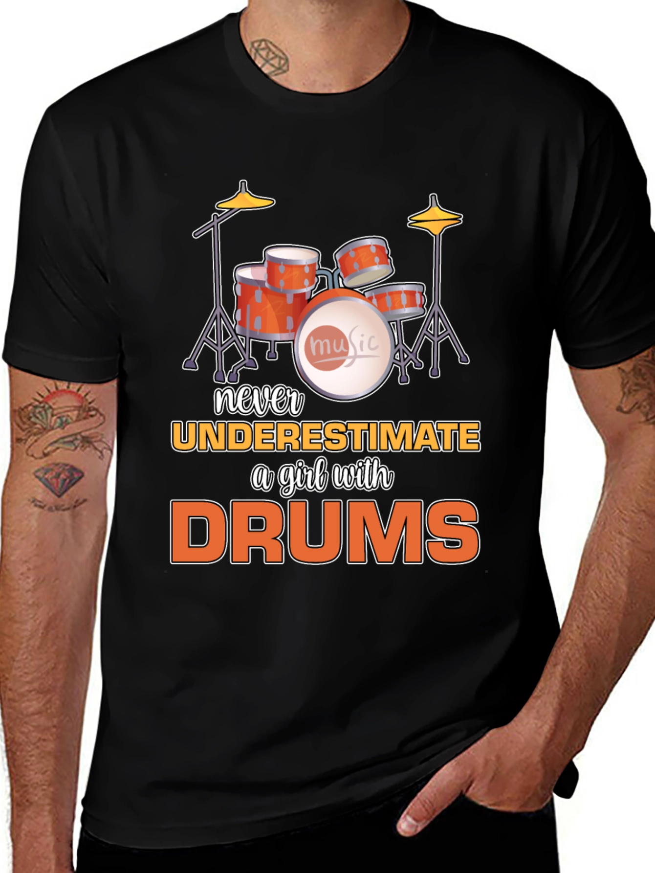 Never Underestimate a Girl with Drums T-Shirt