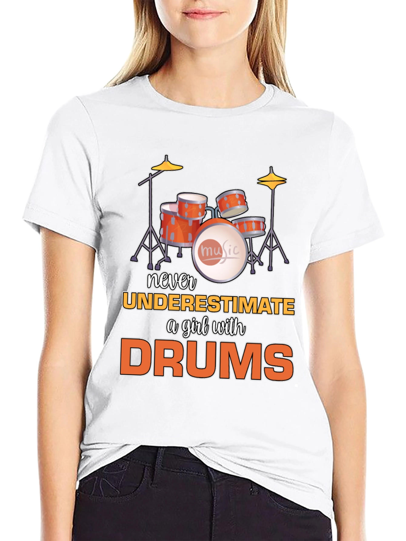 Never Underestimate a Girl with Drums T-Shirt