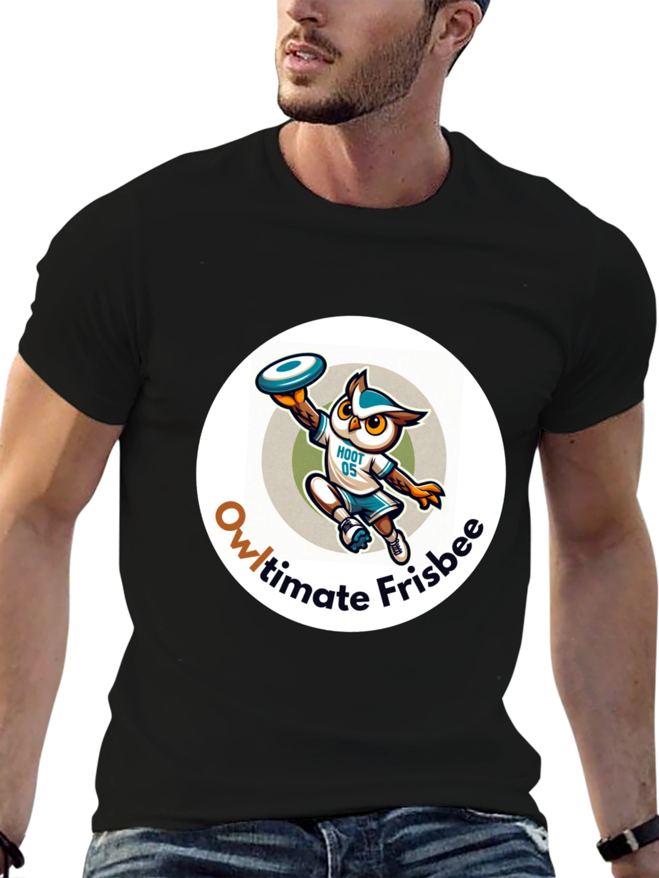 Owl Ultimate Frisbee Black T-Shirt