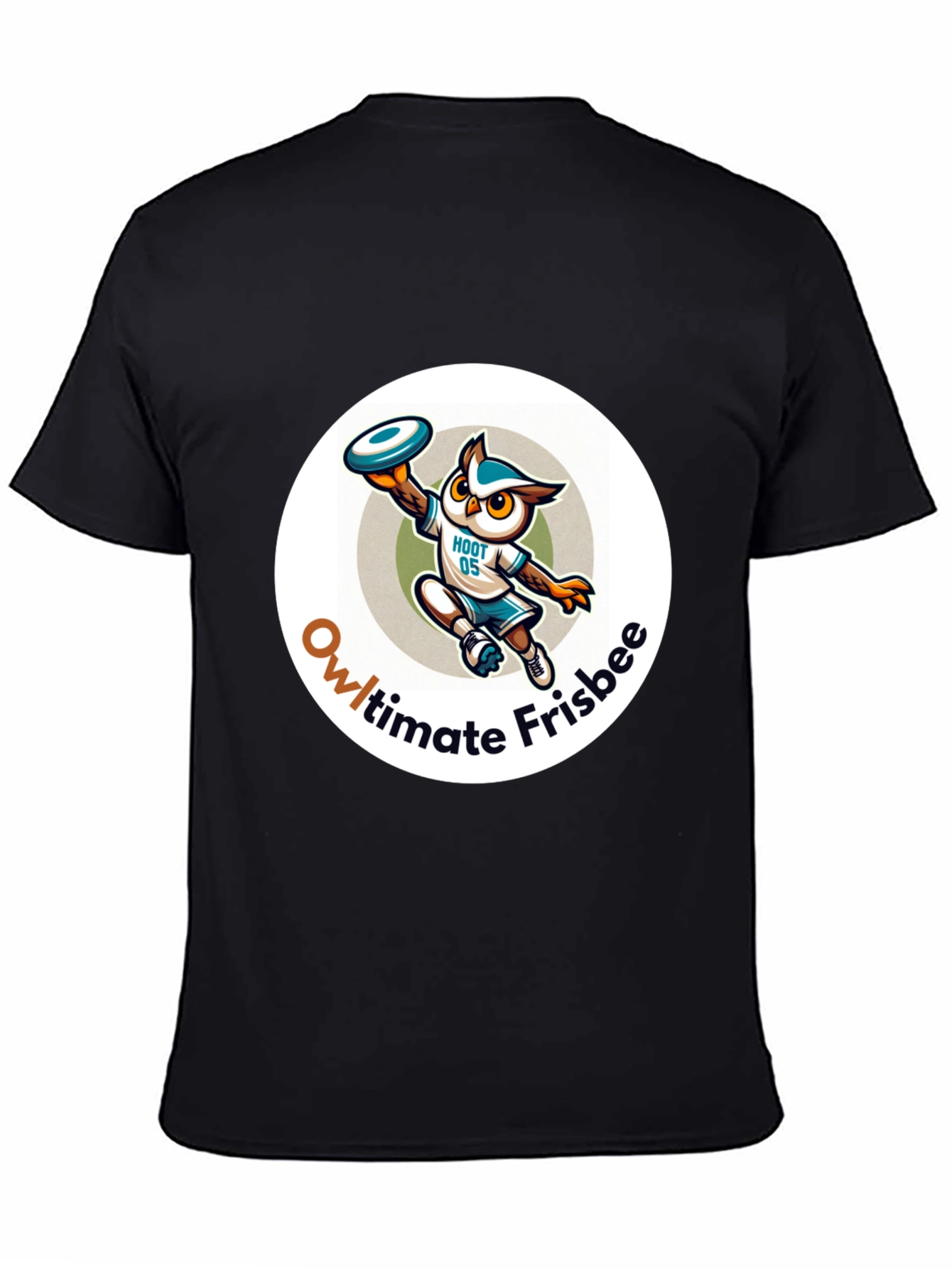 Owl Ultimate Frisbee Black T-Shirt