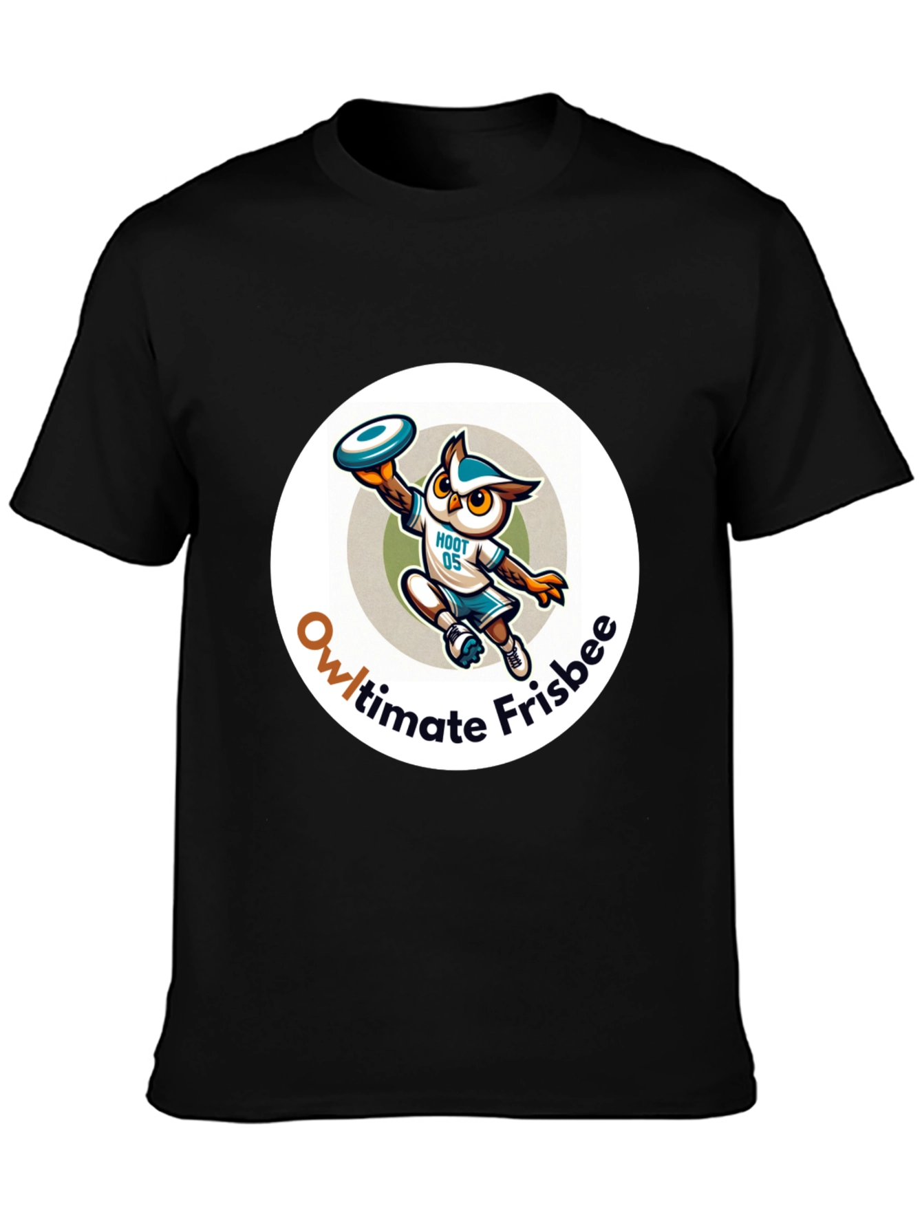 Owl Ultimate Frisbee Black T-Shirt