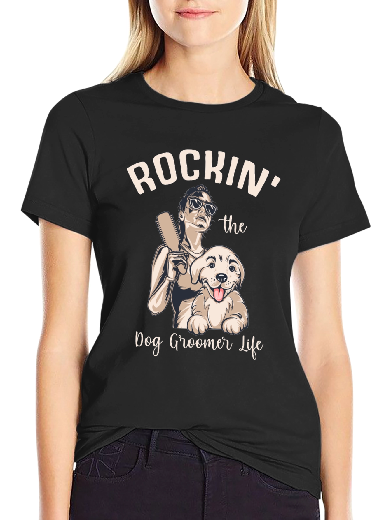 Rockin Dog Groomer Life Tee - Black