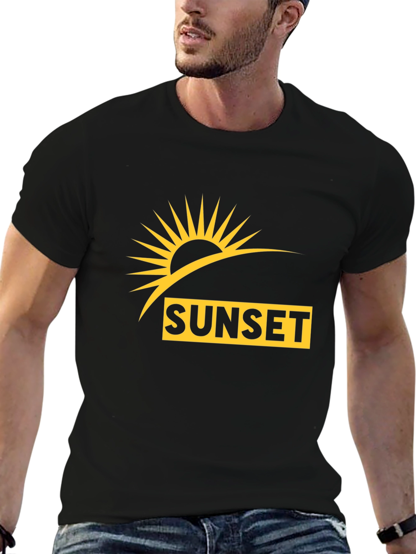 Sunset Graphic T-Shirt - Black Casual Wear