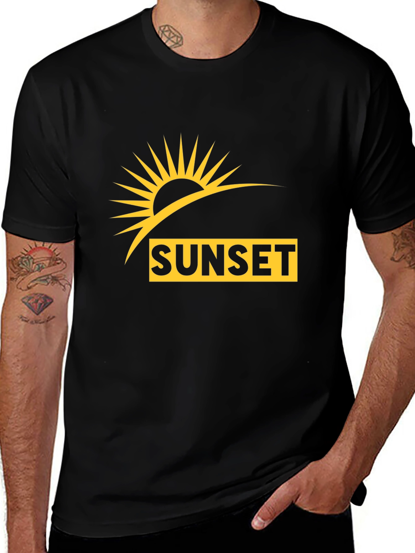 Sunset Graphic T-Shirt - Black Casual Wear
