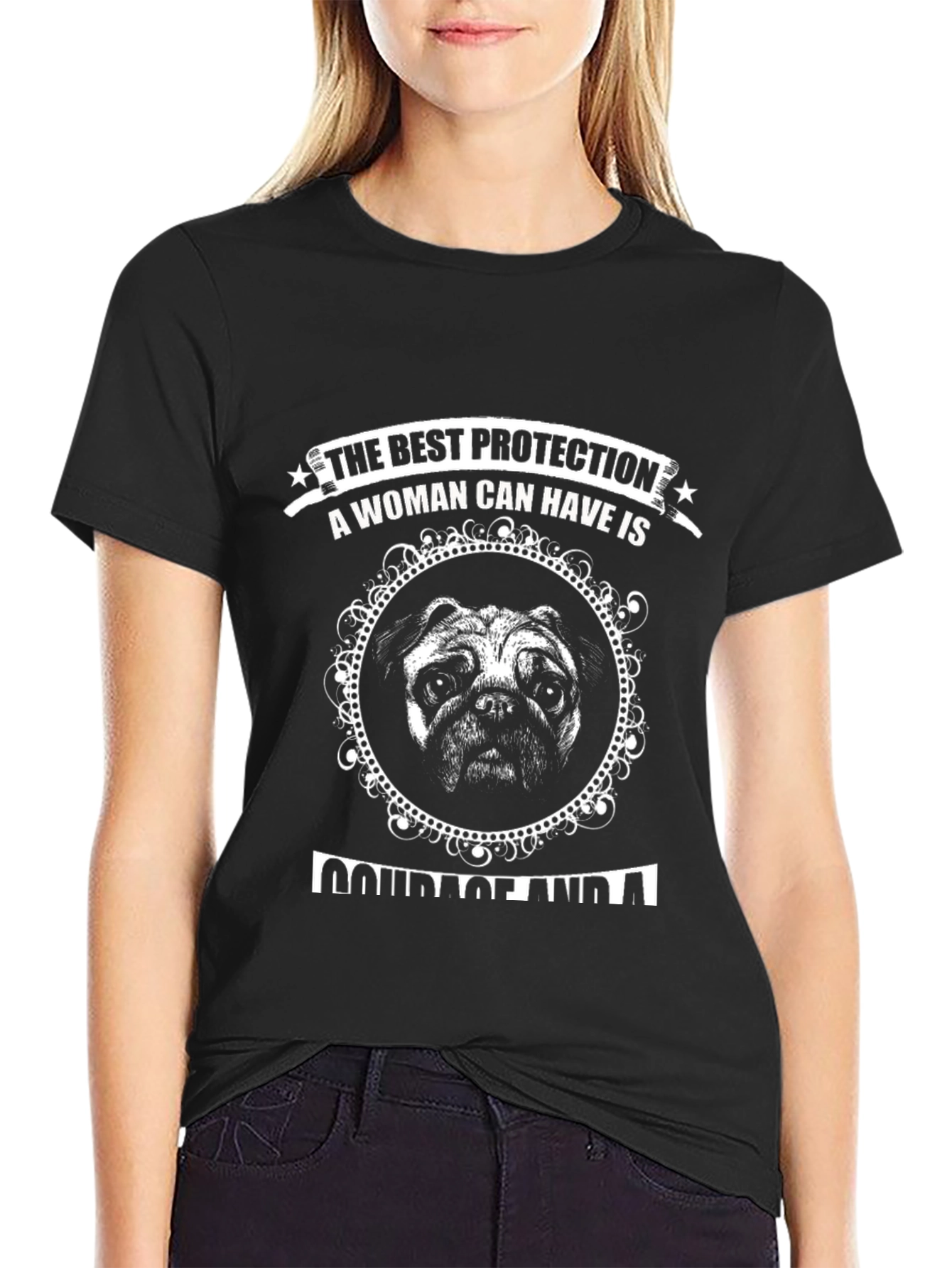 Pug Dog Protection Womens Graphic T-Shirt