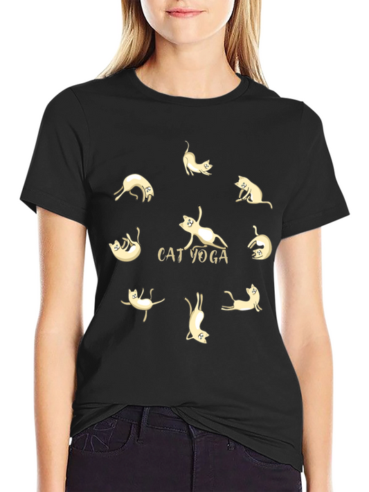Cat Yoga Black T-Shirt
