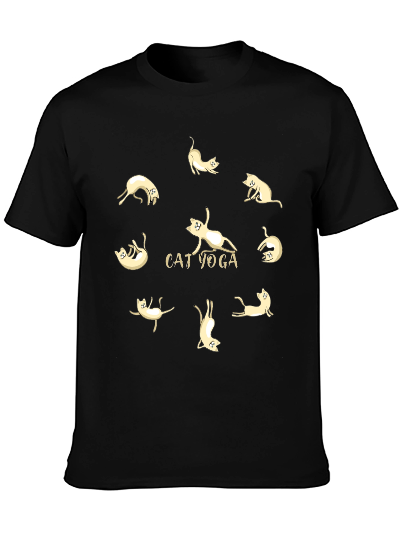 Cat Yoga Black T-Shirt