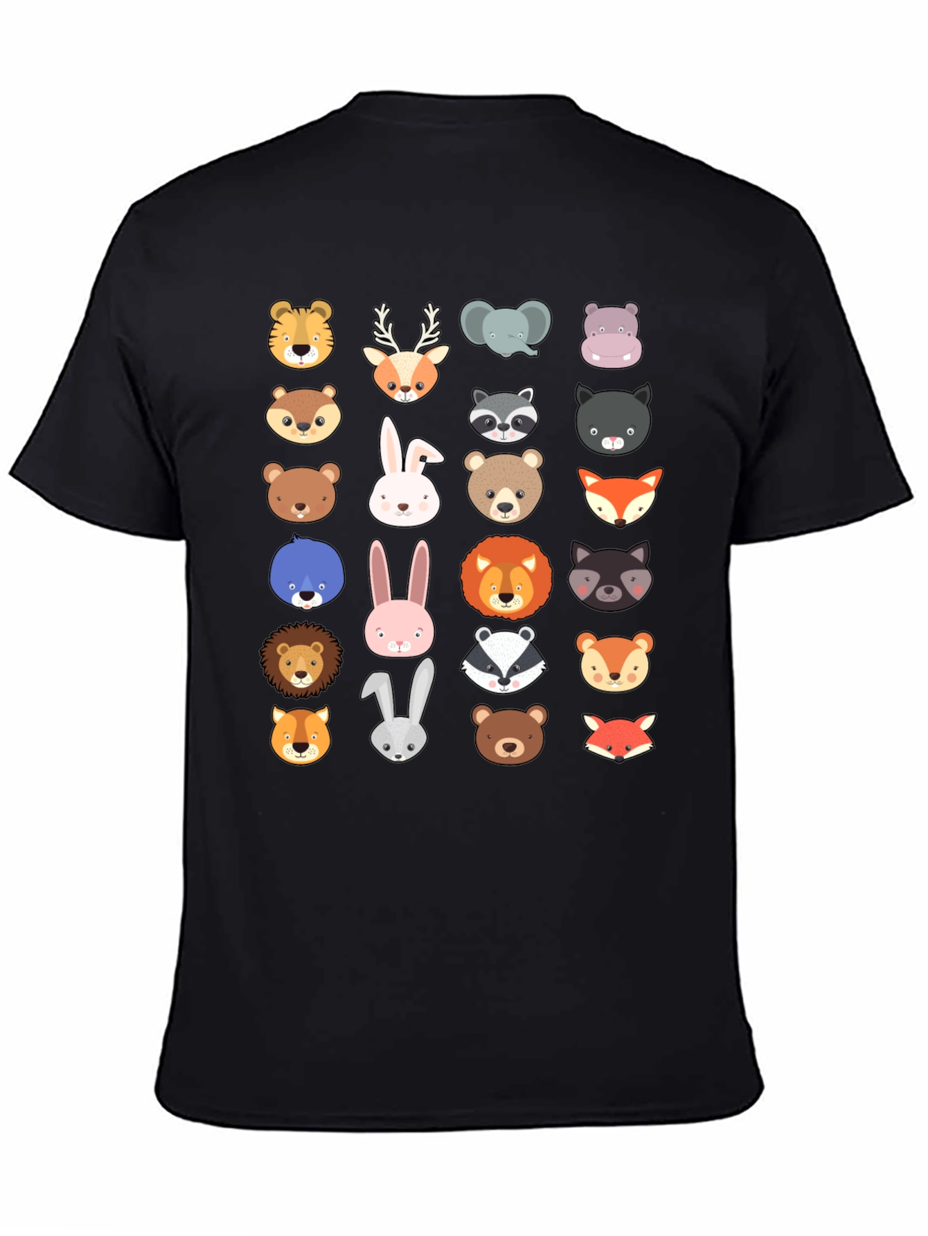 Animal Faces Graphic Tee - Black T-Shirt