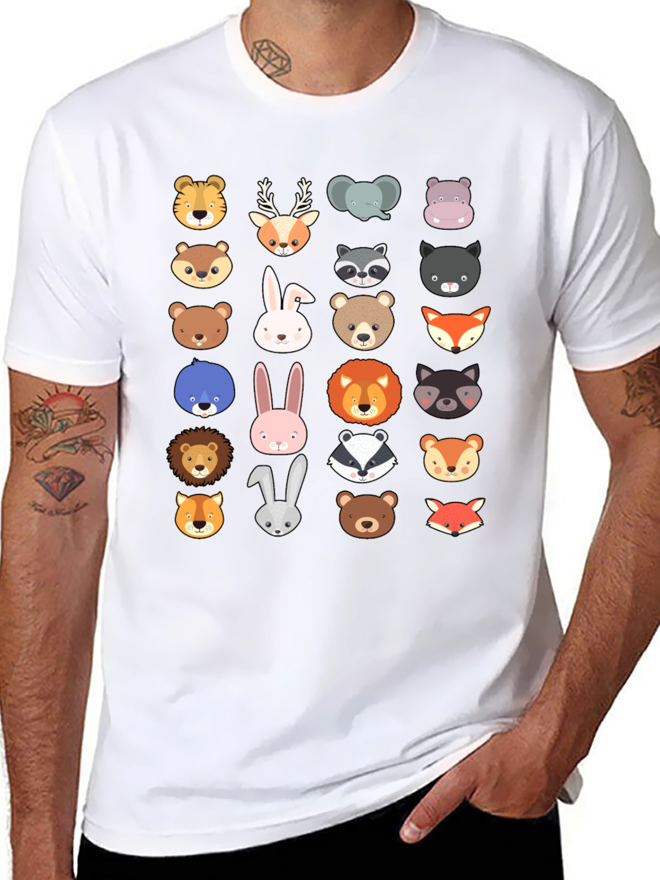Animal Faces Graphic Tee - Black T-Shirt