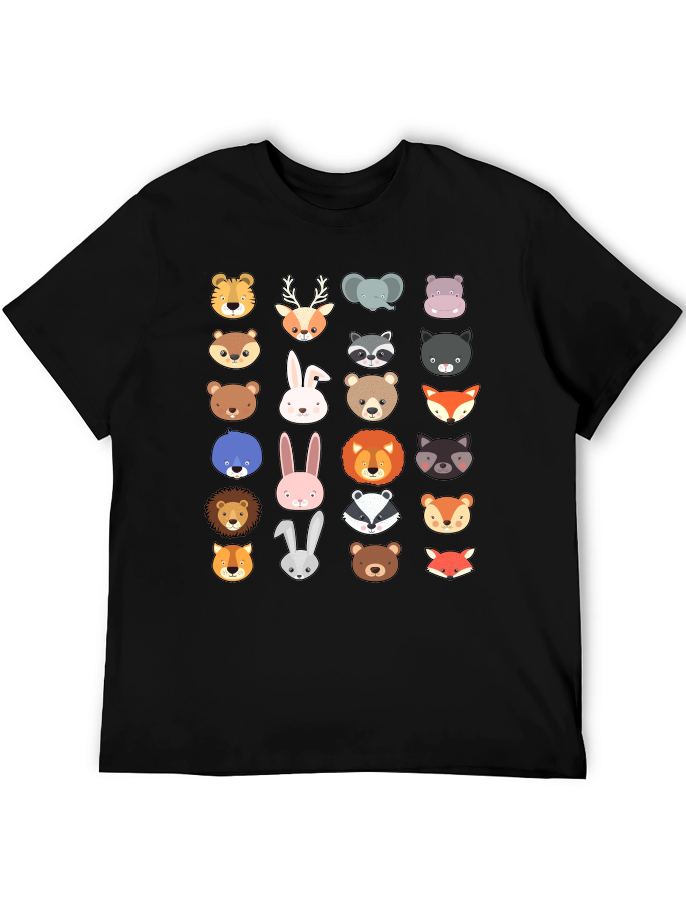 Animal Faces Graphic Tee - Black T-Shirt