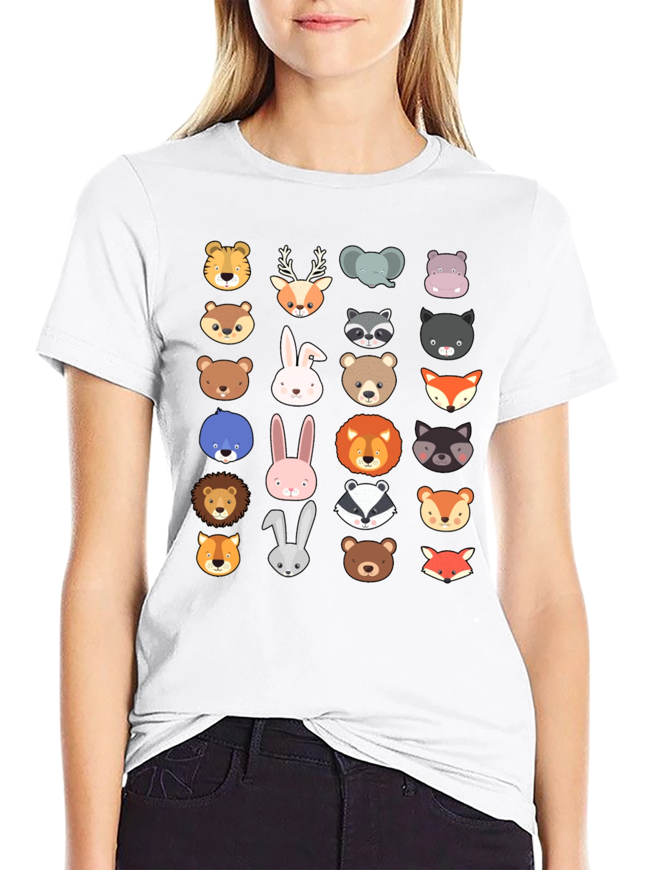 Animal Faces Graphic Tee - Black T-Shirt