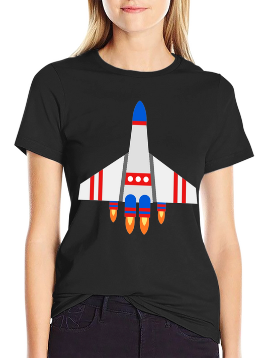 Retro Rocket Graphic Tee - Black Short Sleeve Shirt
