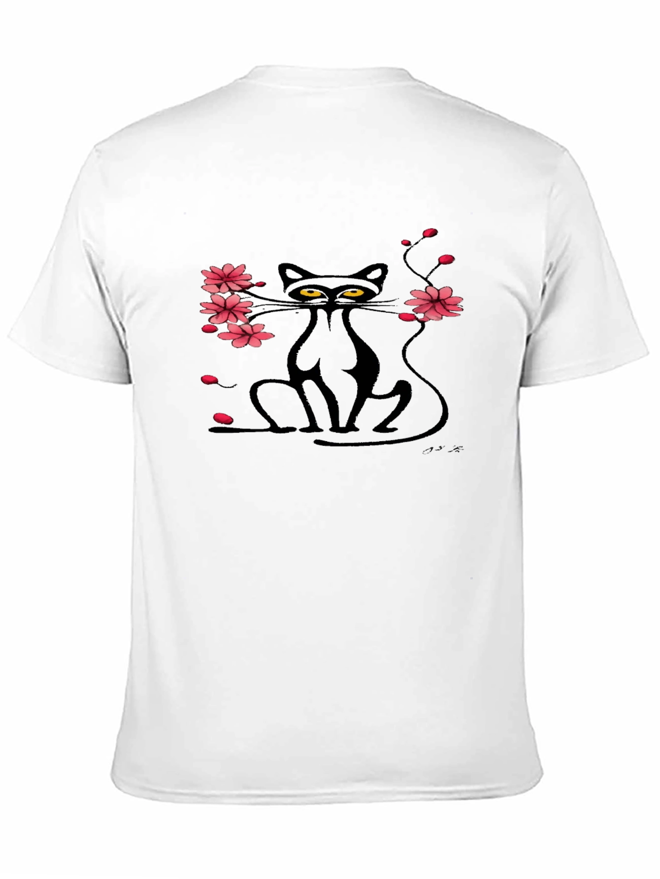 Black Cat & Cherry Blossom Graphic Tee