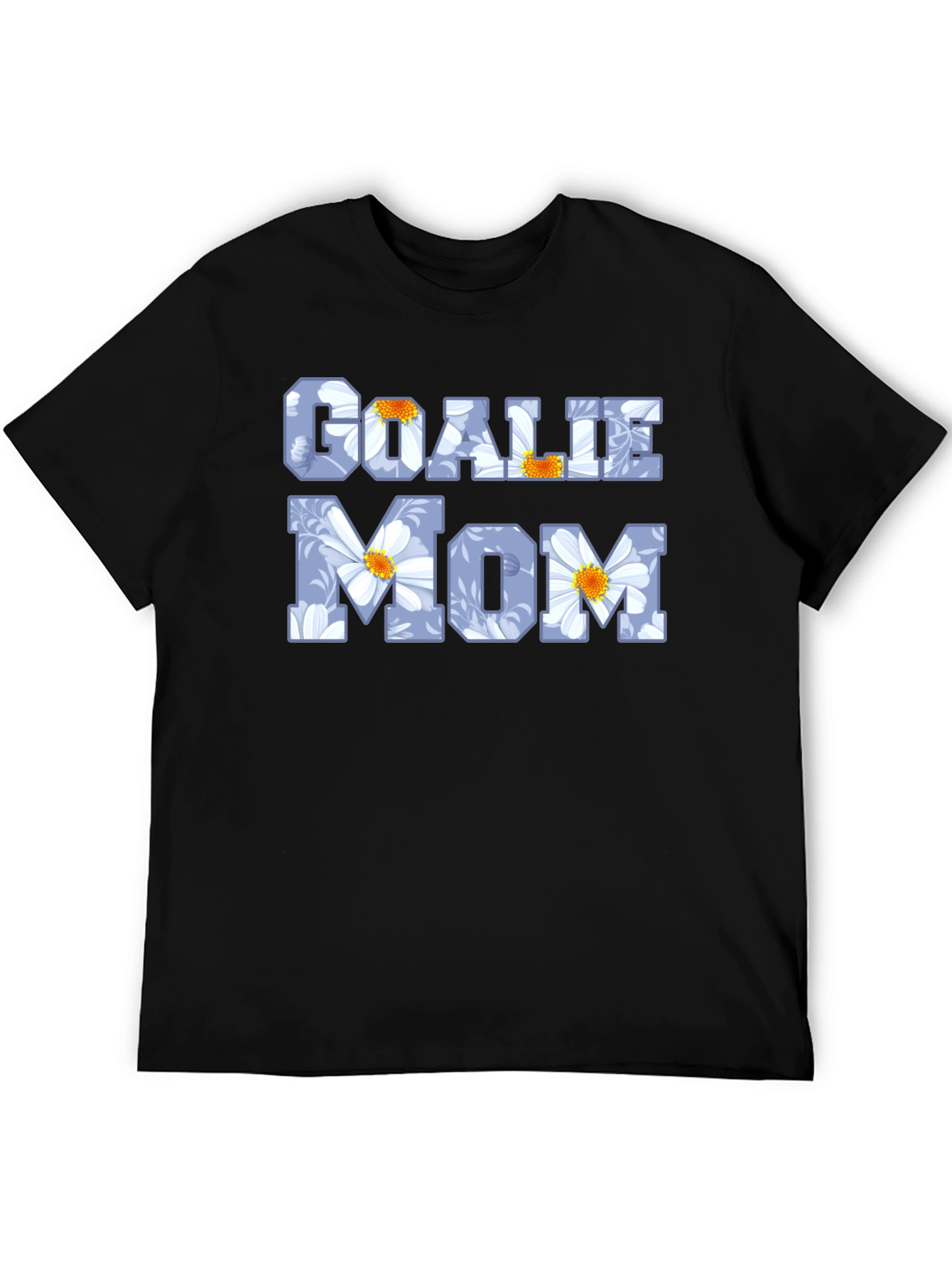Goalie Mom Floral Graphic Tee - Black T-Shirt