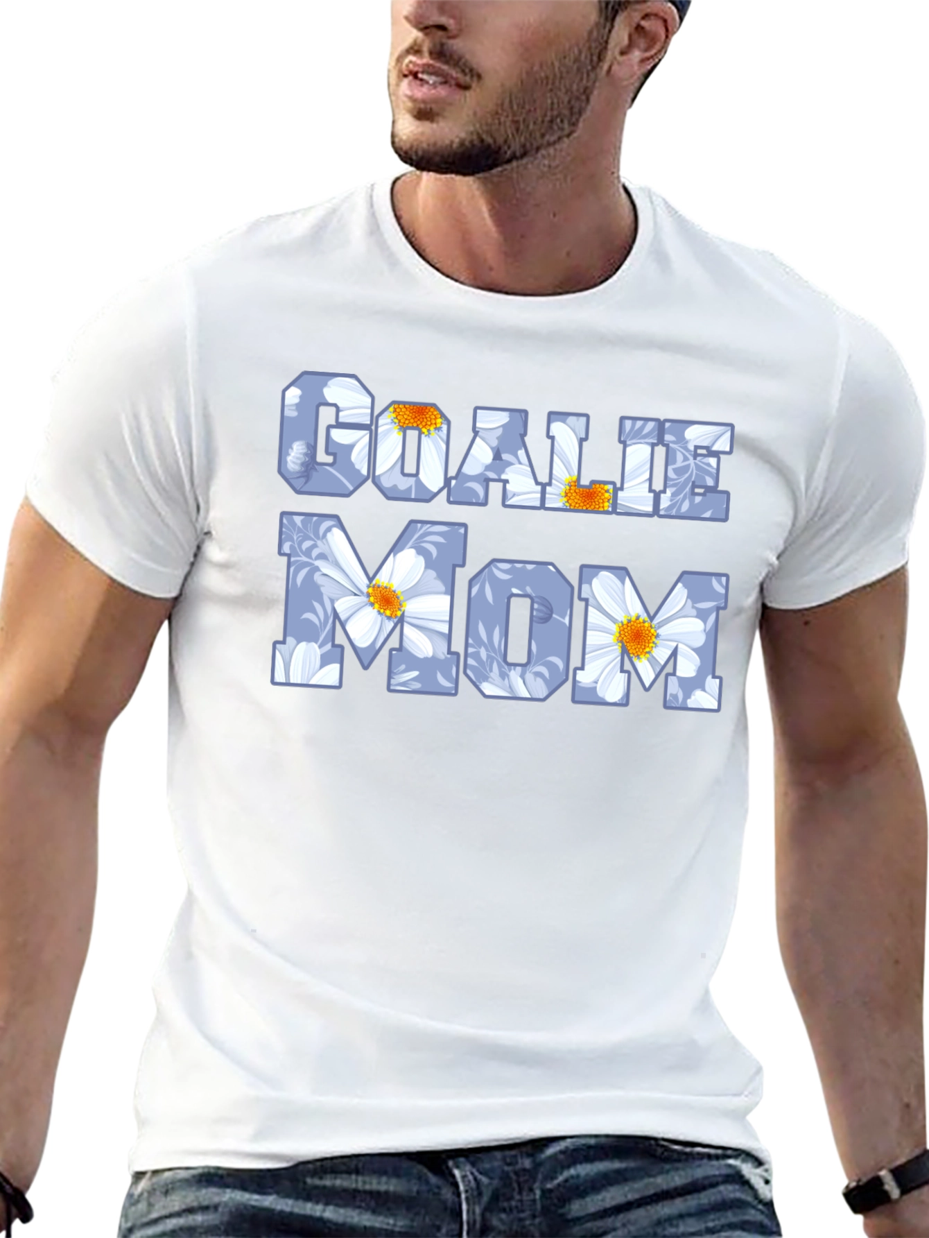 Goalie Mom Floral Graphic Tee - Black T-Shirt