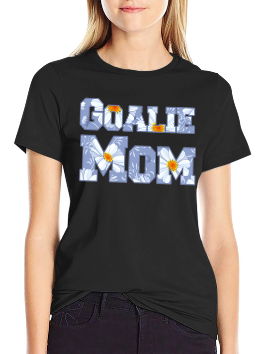 Goalie Mom Floral Graphic Tee - Black T-Shirt