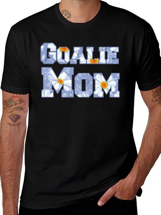 Goalie Mom Floral Graphic Tee - Black T-Shirt