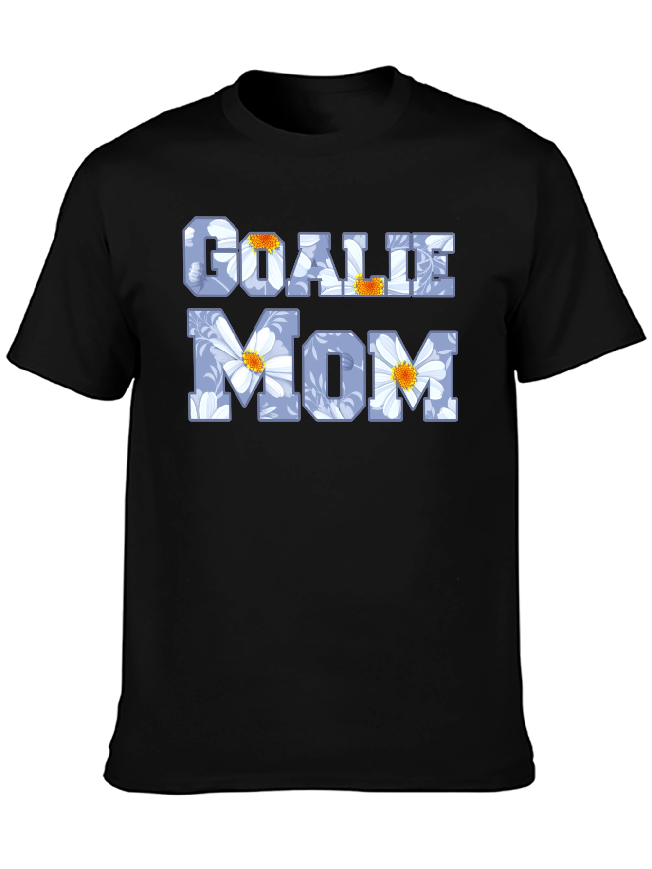 Goalie Mom Floral Graphic Tee - Black T-Shirt