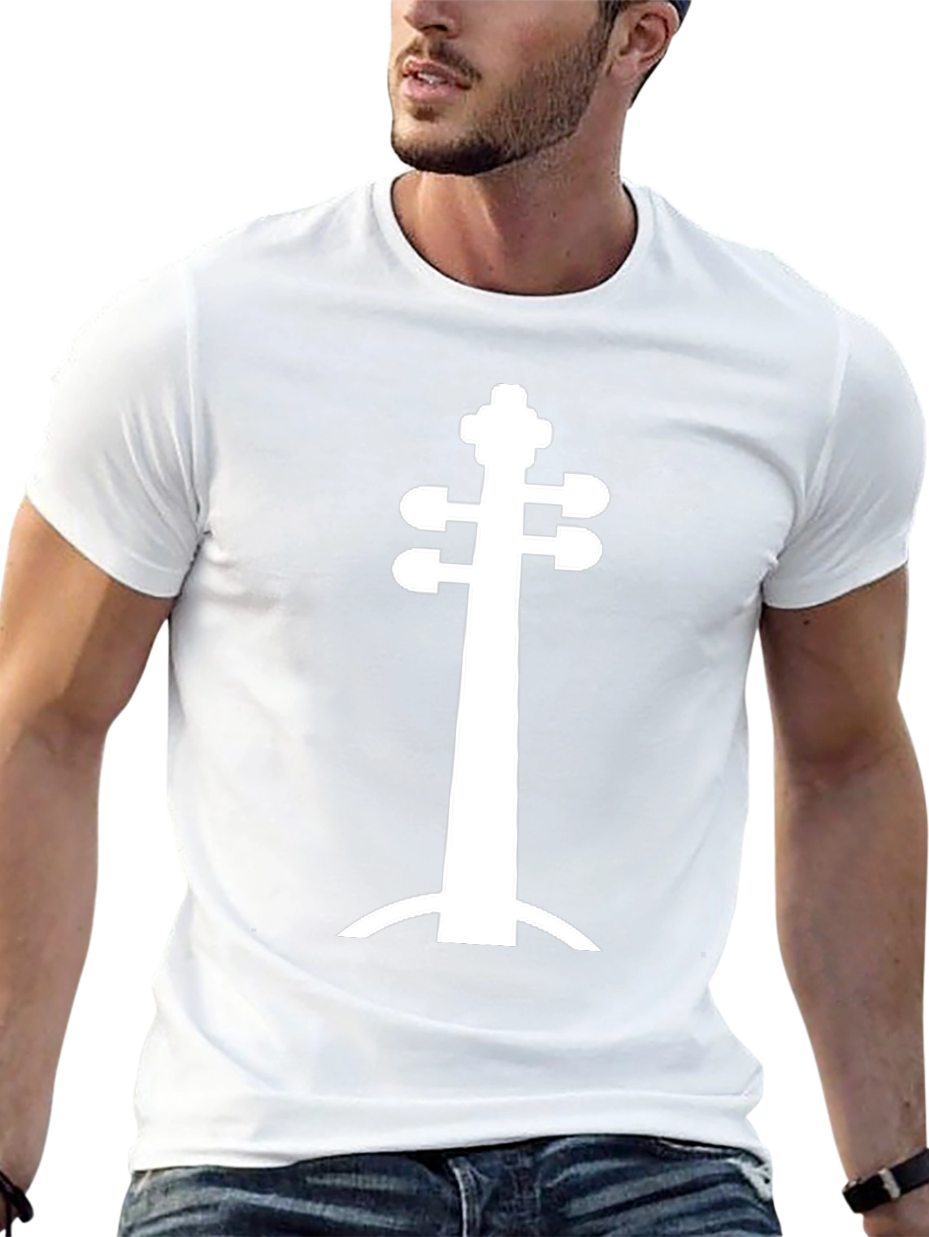 Unique String Instrument Silhouette Black T-Shirt