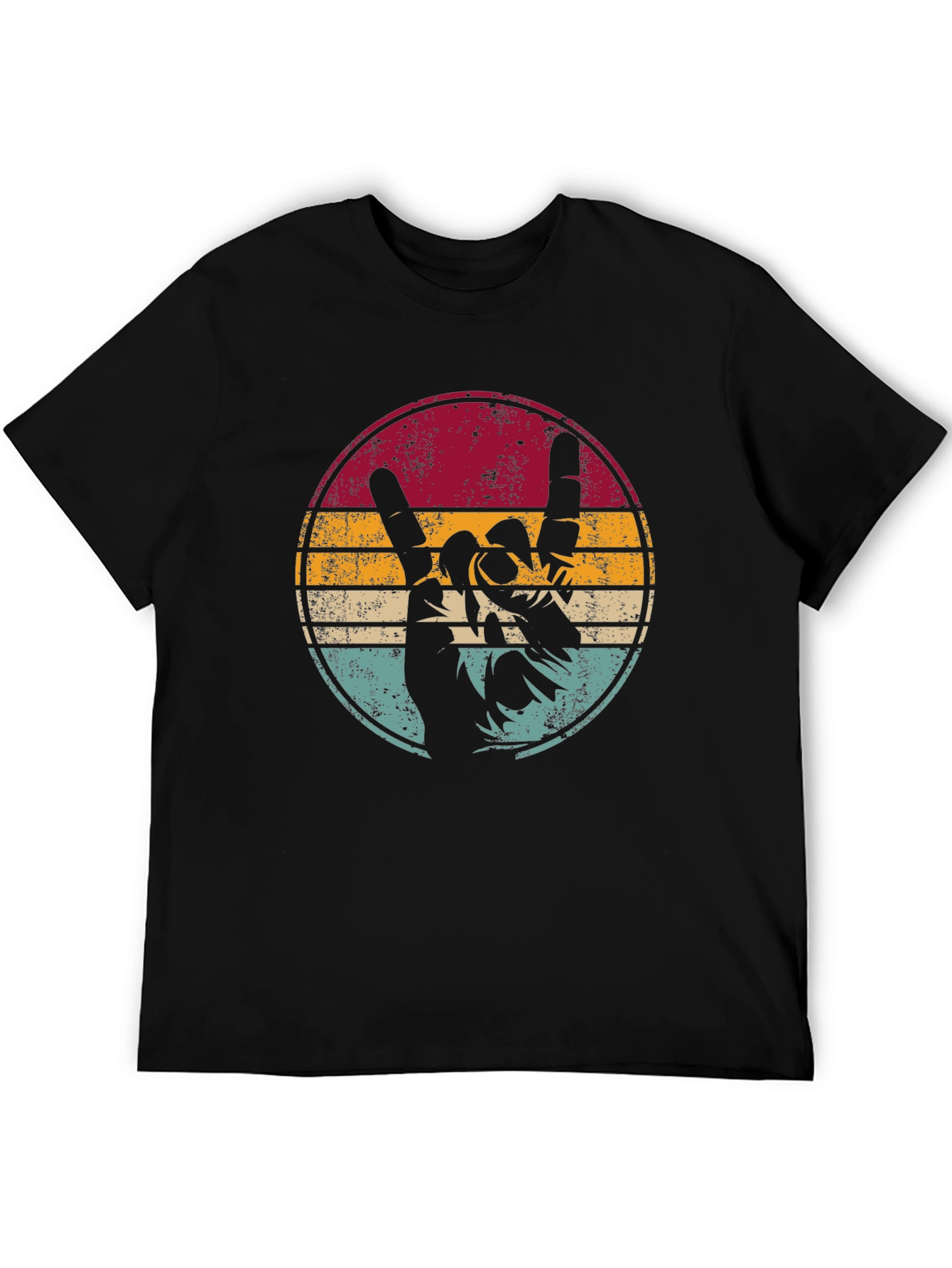 Retro Rock On Graphic Tee - Black