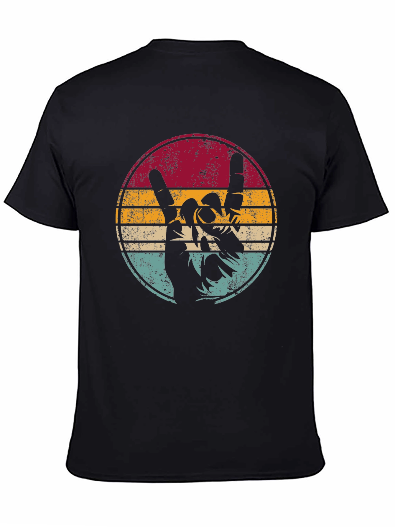 Retro Rock On Graphic Tee - Black