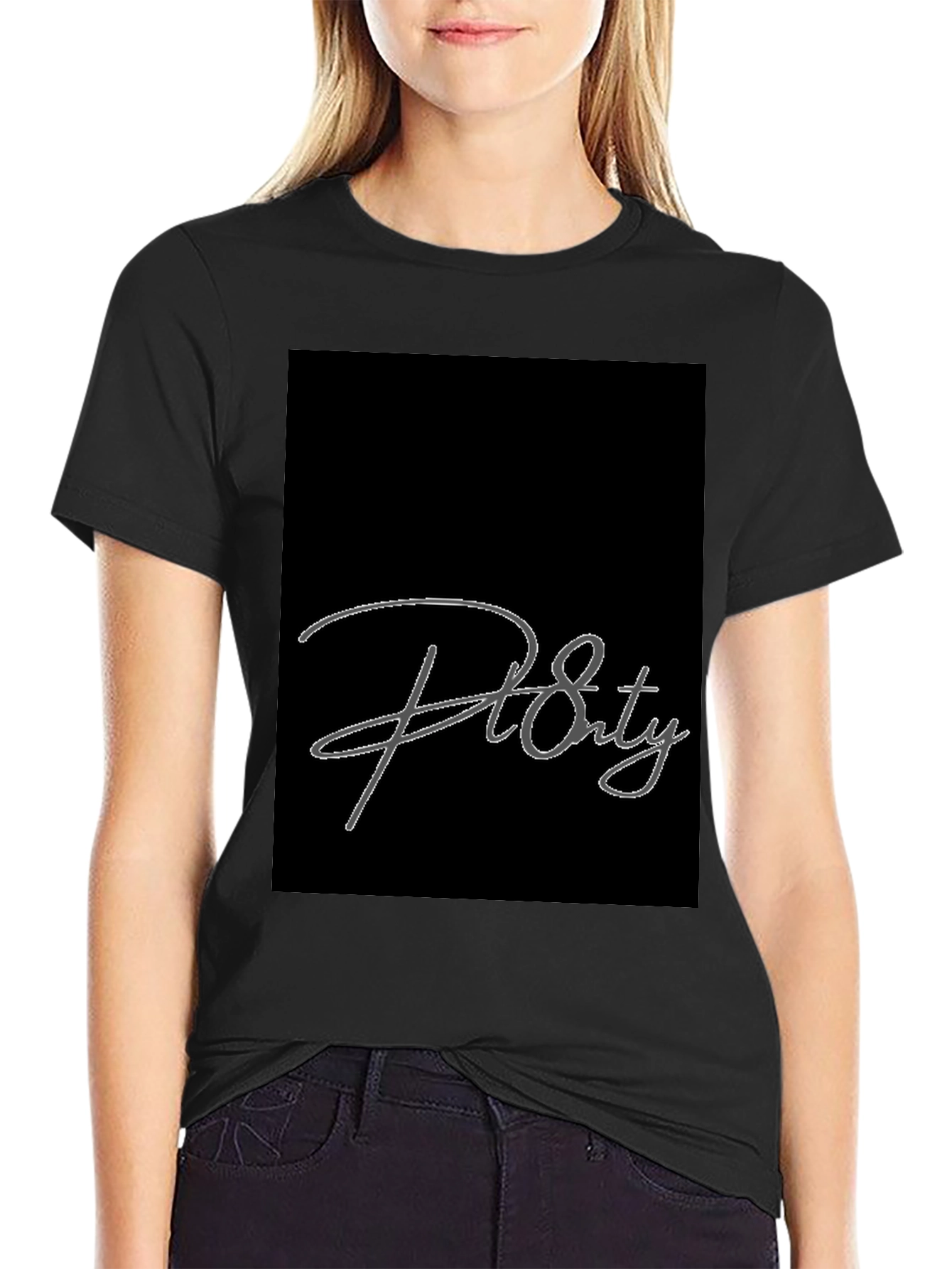 Stylish Black Graphic Tee - Pl Eighty