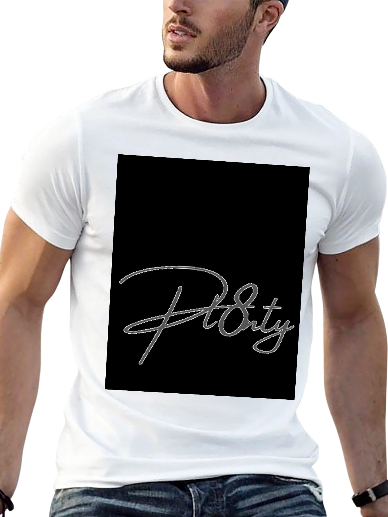 Stylish Black Graphic Tee - Pl Eighty