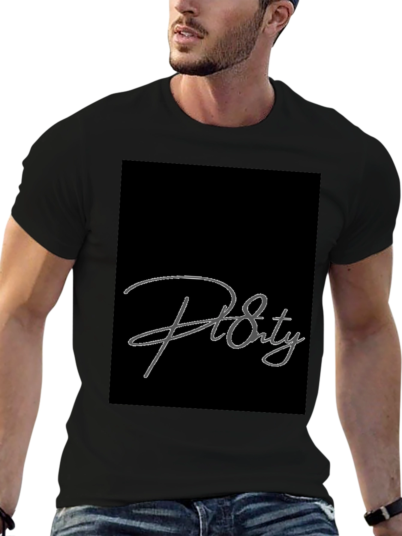 Stylish Black Graphic Tee - Pl Eighty