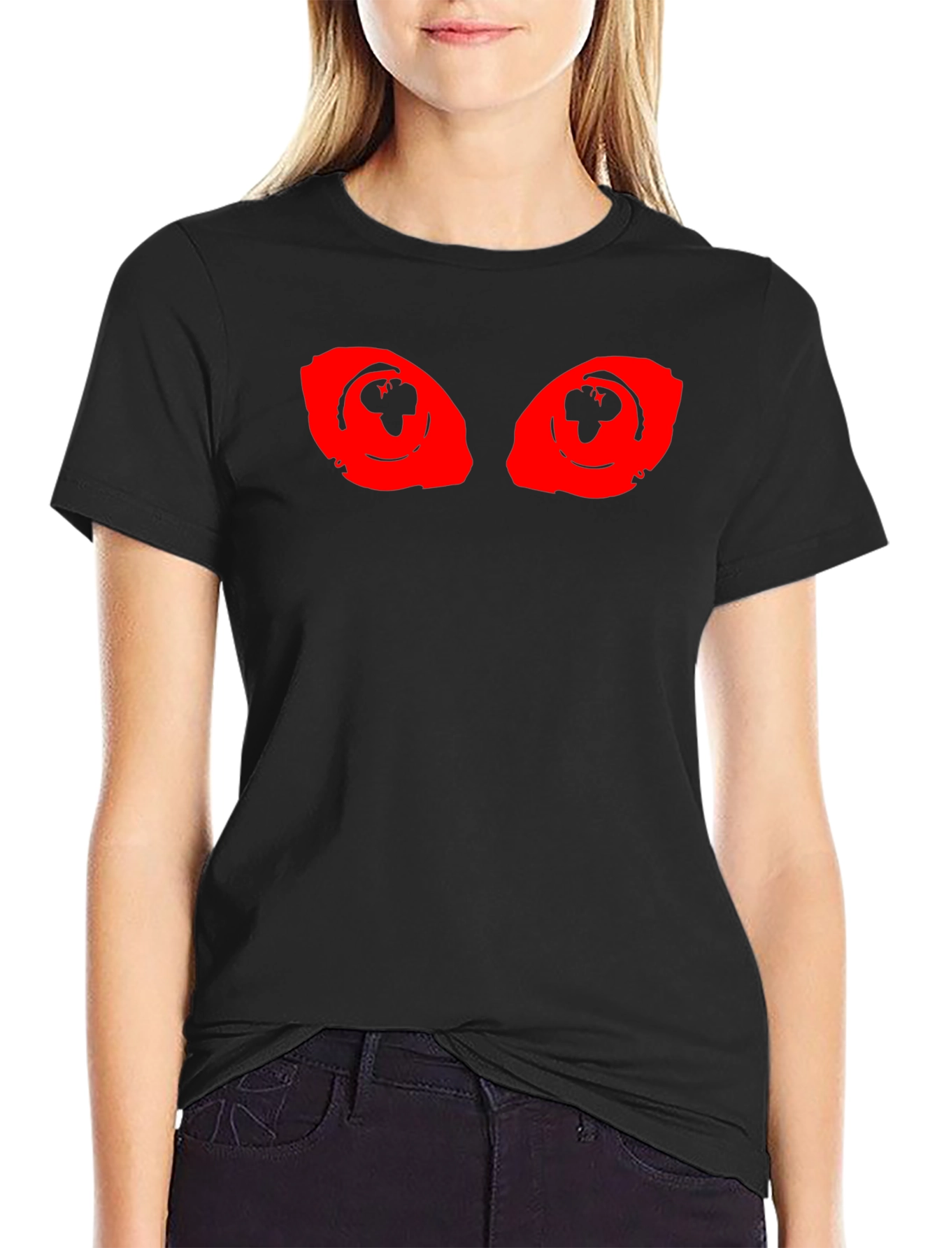 Mens Black T-Shirt with Red Eye Graphic