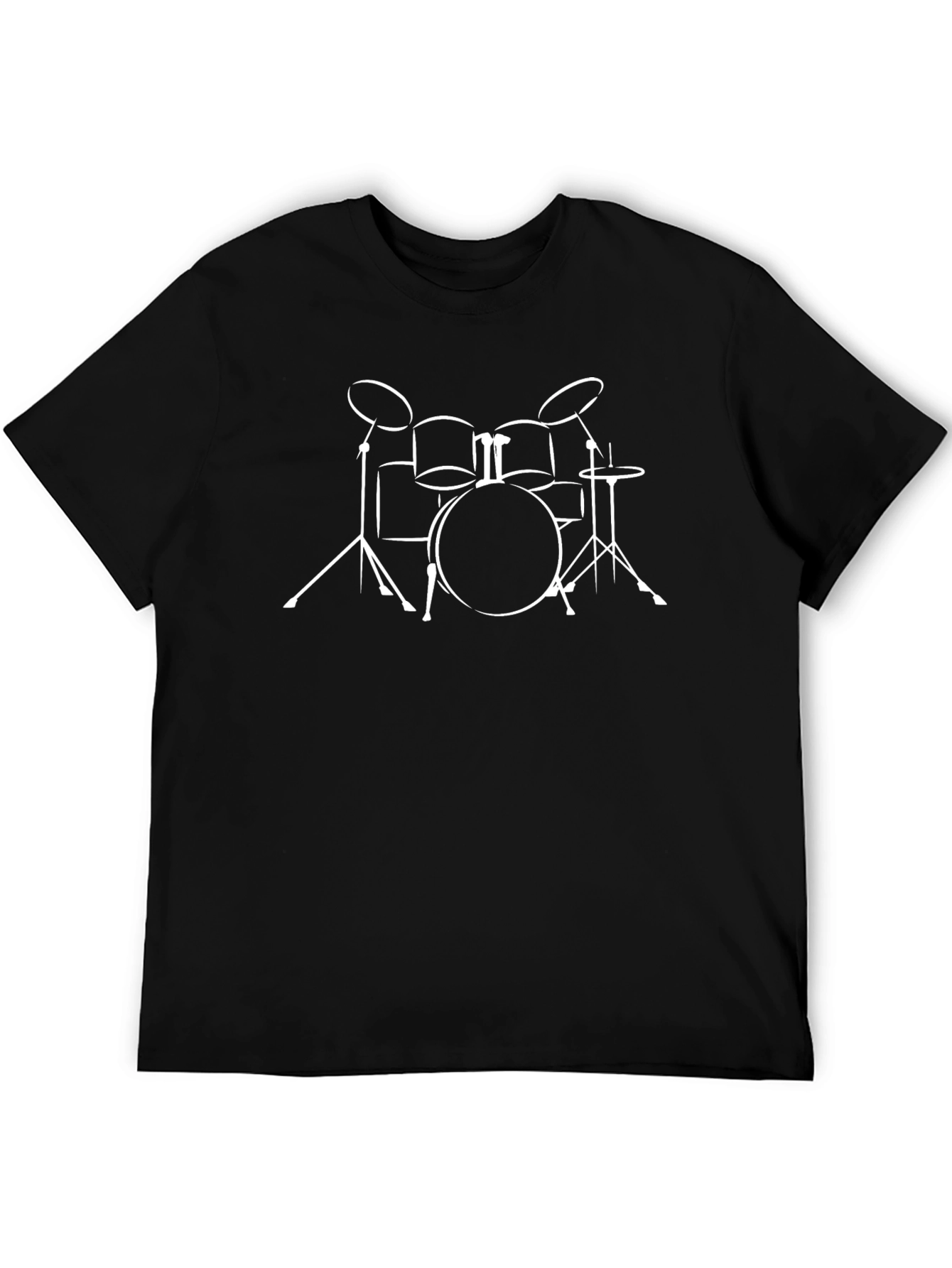 Drum Kit Graphic Tee - Black Cotton Casual T-Shirt