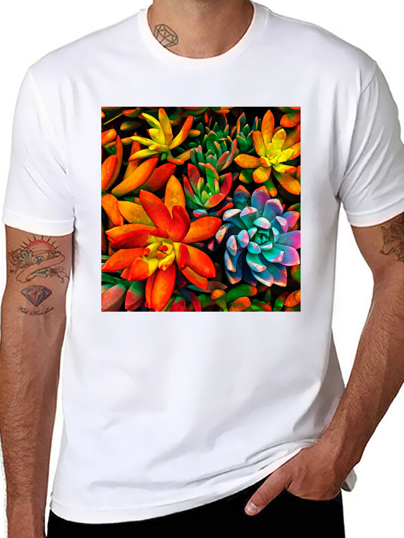Bold Succulent Plant T-Shirt - Black