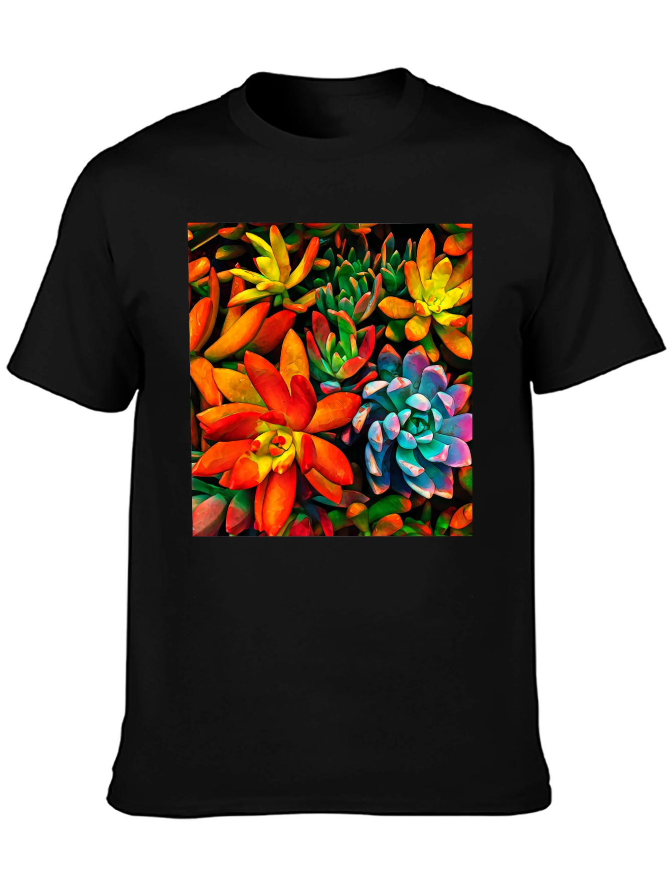Bold Succulent Plant T-Shirt - Black