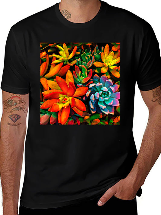 Bold Succulent Plant T-Shirt - Black