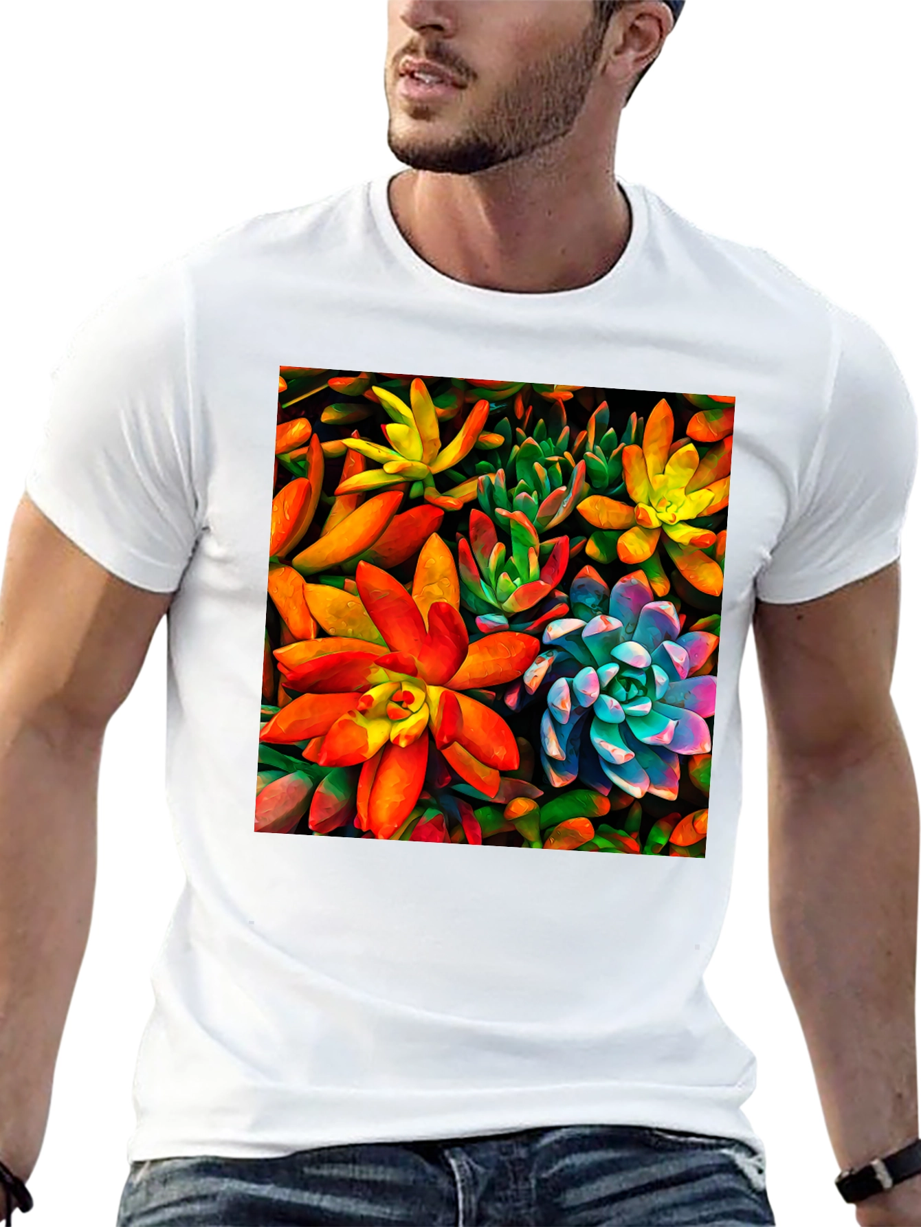Bold Succulent Plant T-Shirt - Black