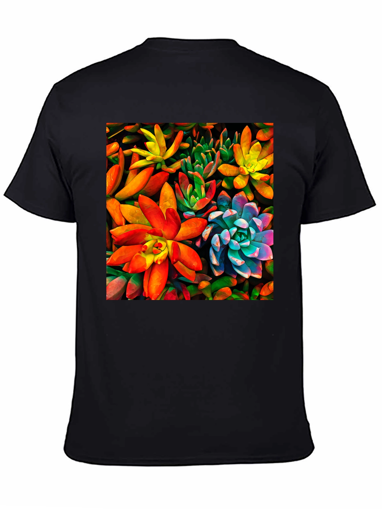 Bold Succulent Plant T-Shirt - Black