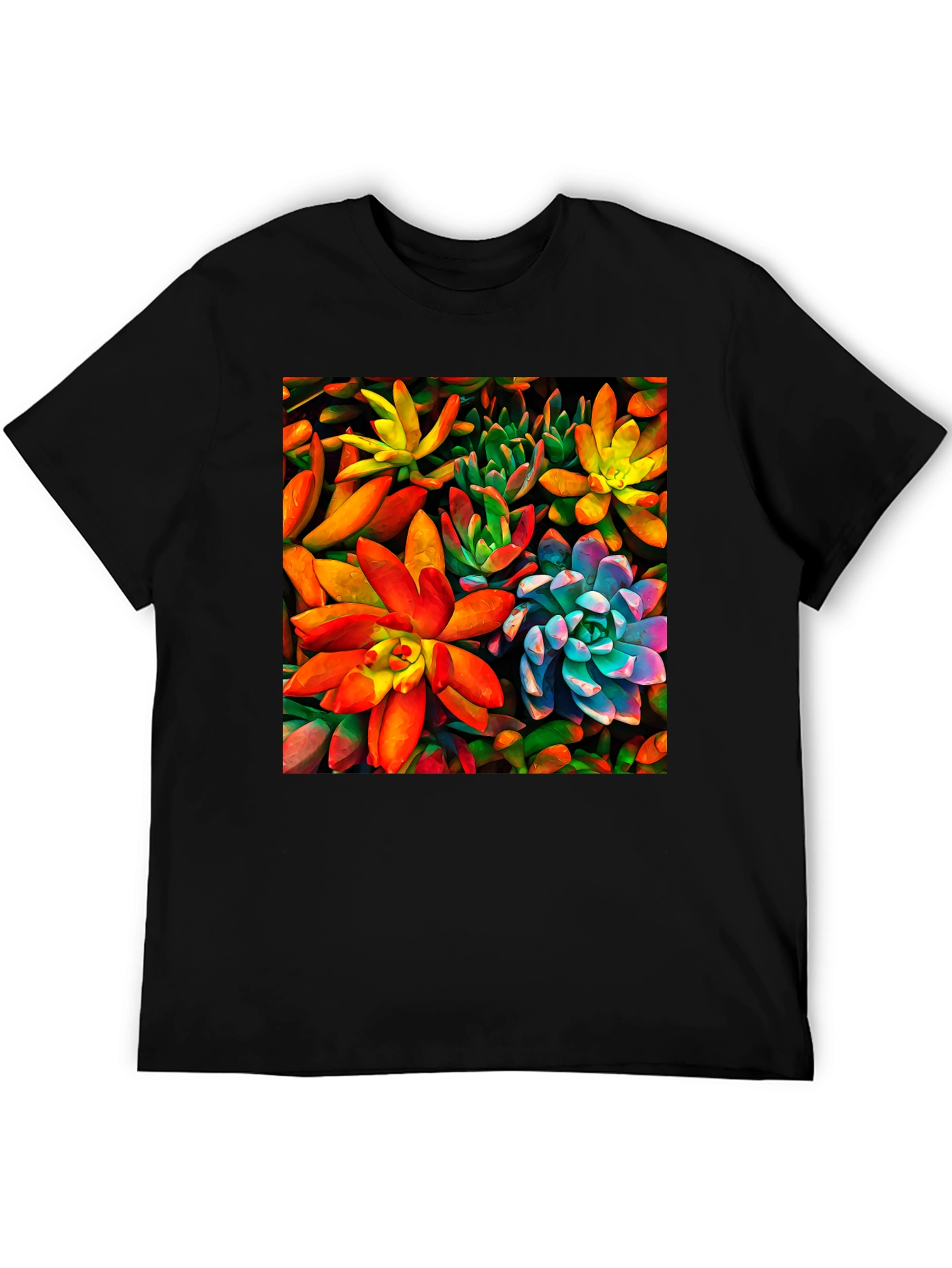 Bold Succulent Plant T-Shirt - Black