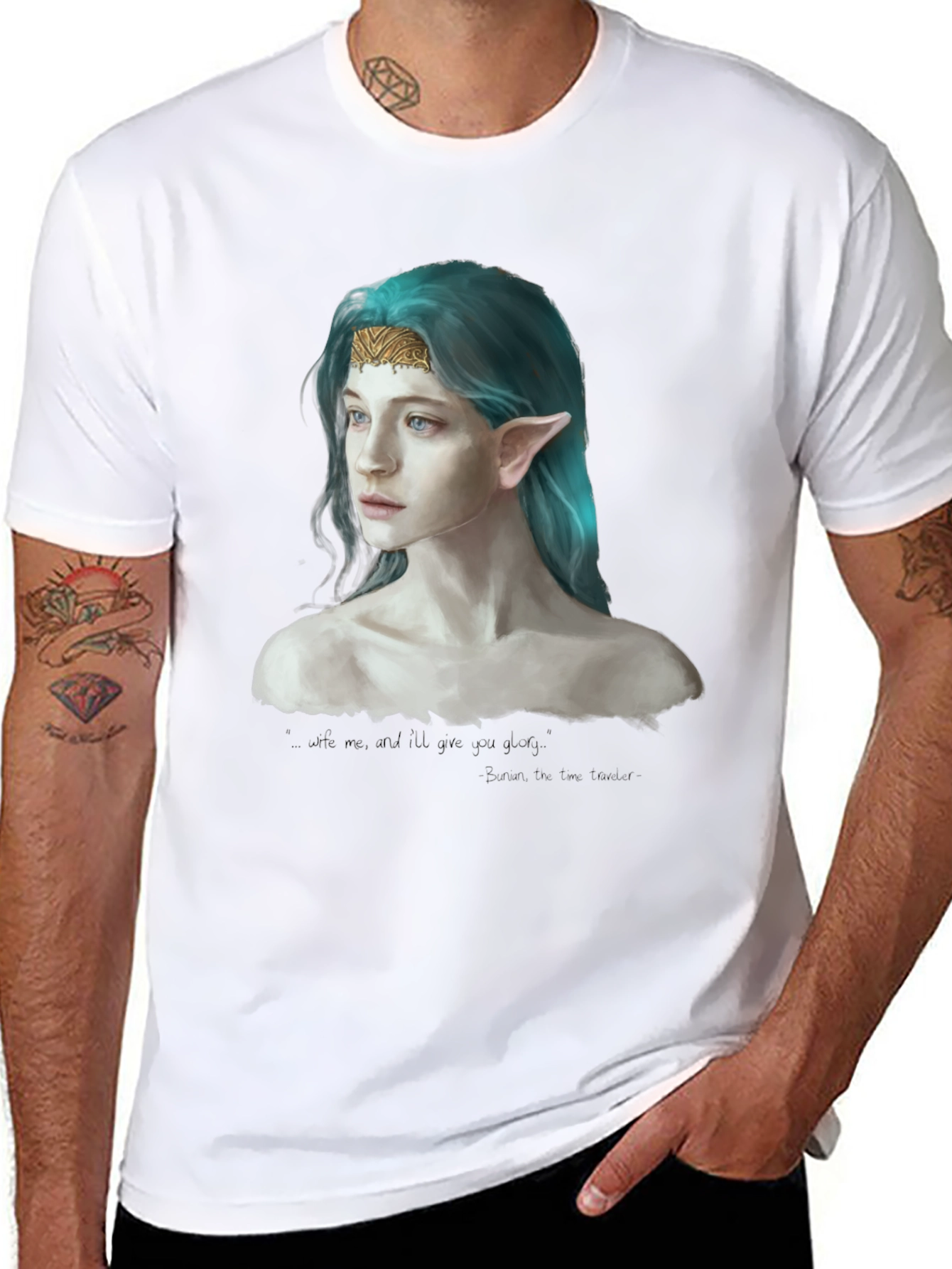 Elf Portrait Black T-Shirt