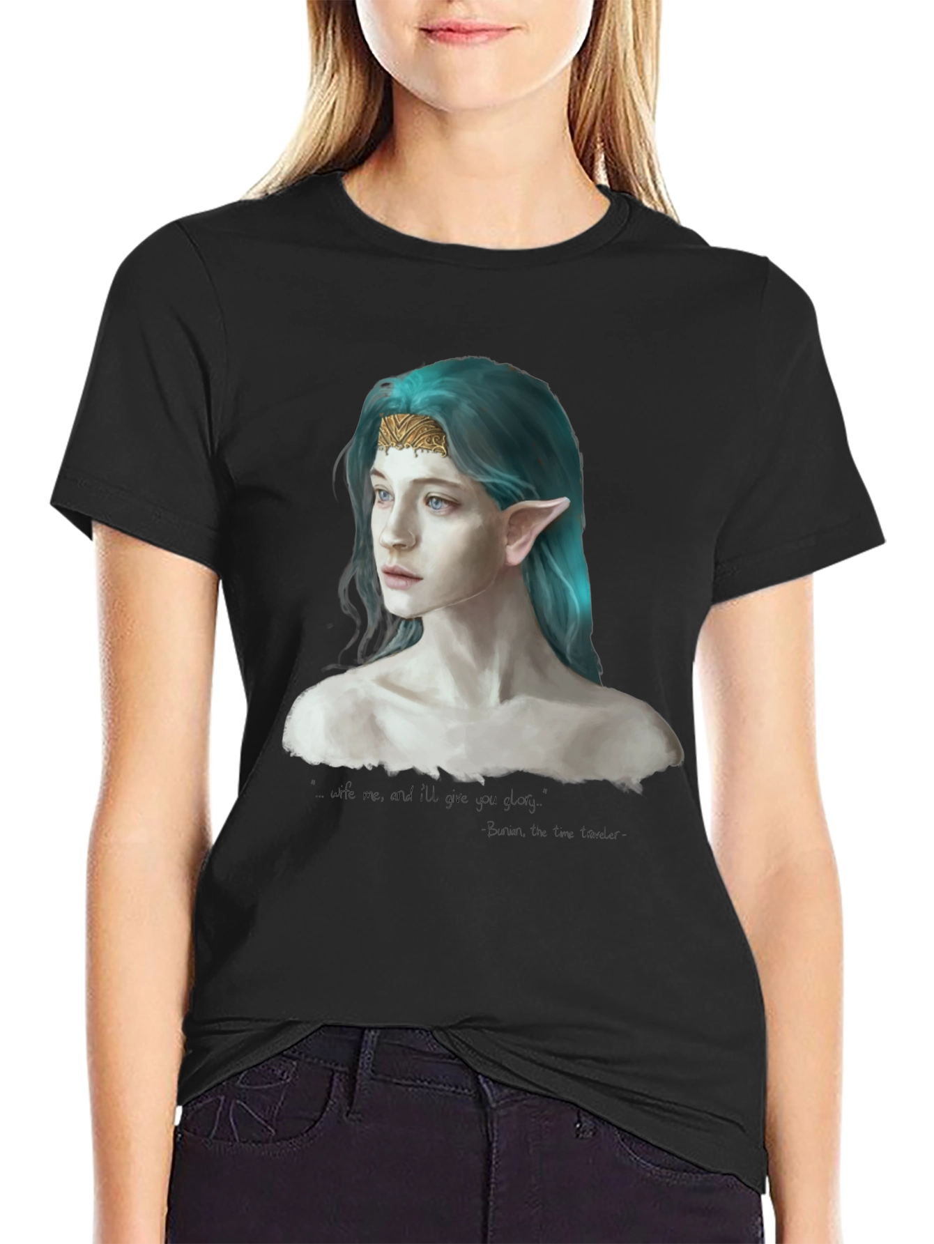 Elf Portrait Black T-Shirt