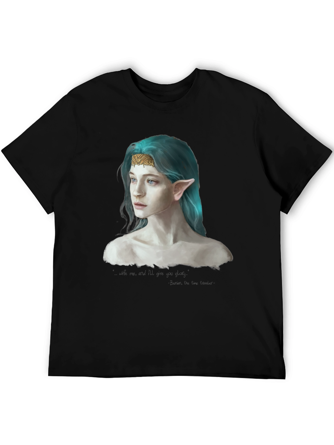 Elf Portrait Black T-Shirt
